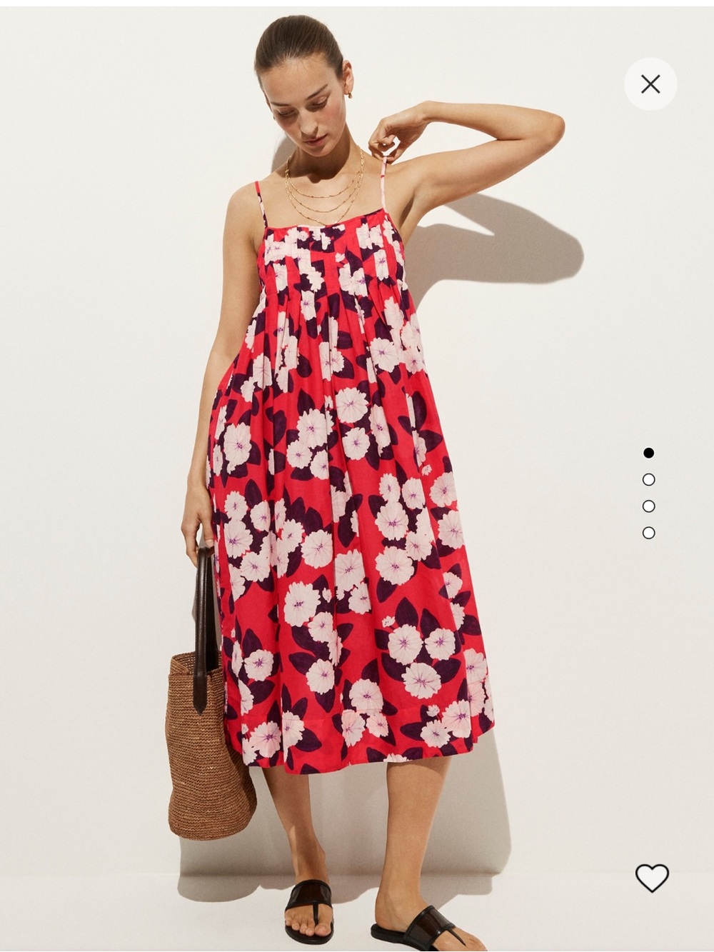 I. Crew Pleated Empire Waist Dress in Peony Print